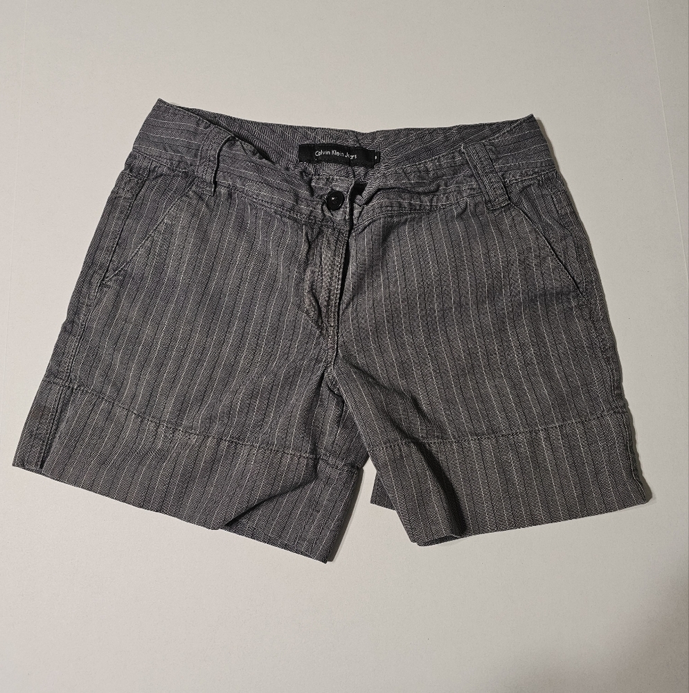 Vintage Calvin Klein Jeans Gray Pinstripe Flat Front Shorts